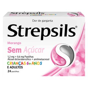 Strepsils Morango sem açúcar 1.2 mg + 0.6 mg