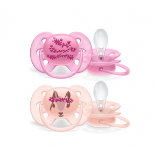 Avent Chupeta Ultra Soft Chup Silic Decorada Menina 6-18m 2