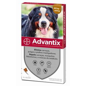 Advantix Sol Unção Punctiforme Cão 40kg-60kg 100mg/ml+500mg/ml 4x6ml