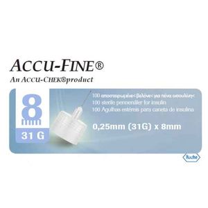 Accu-fine Agulha Caneta 8mm 31g 100