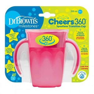 Dr Browns Cheers 360 Copo Transição S/ Bocal 200ml Rosa 6m+