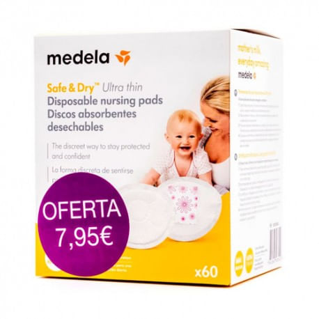 Medela Safe & Dry Discos Absorventes Descartáveis Ultra Fino 60 - Nossa  Farmácia - A sua farmácia online que entrega em todo o país