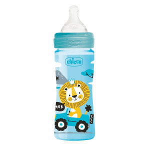 Chicco Biberão Well-being Bib Plást Colors Azul 250ml Tet Silic 2m+