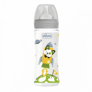 Chicco Biberão Well-being Bib Plást Colors Cinzento 330ml Tet Silic 4m+