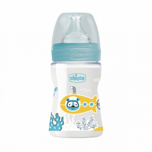 Chicco Biberão Well-being Bib Plást Colors Azul 150ml Tet Silic 0m+