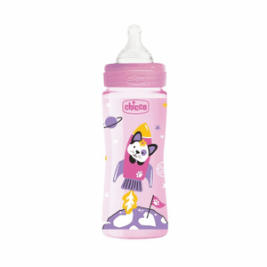 Chicco Biberão Well-being Bib Plást Colors Rosa 330ml Tet Silic 4m+