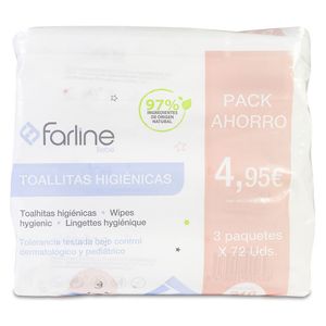 Farline Bebé Promo Trio Toalhetes Higiene 3x72 + Preço Espec 4.95€