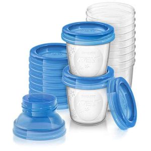 Avent Amamentação Conj Copos Leite Materno C/ Tampas + Adap