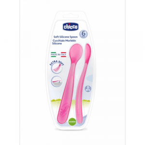 Chicco Utensílios Alimentação Colher Silic 6m+ Rosa 2