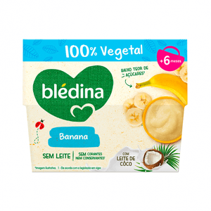Blédina Tacinha 100% Vegetal Banana C/ Leite Côco 6m+ 4x95g
