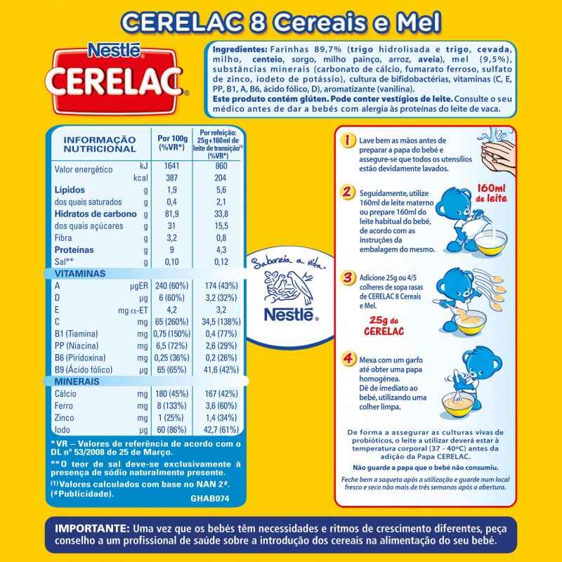 Farinha Cerelac Láctea Cereais Integrais Aveia E Centeio 240g