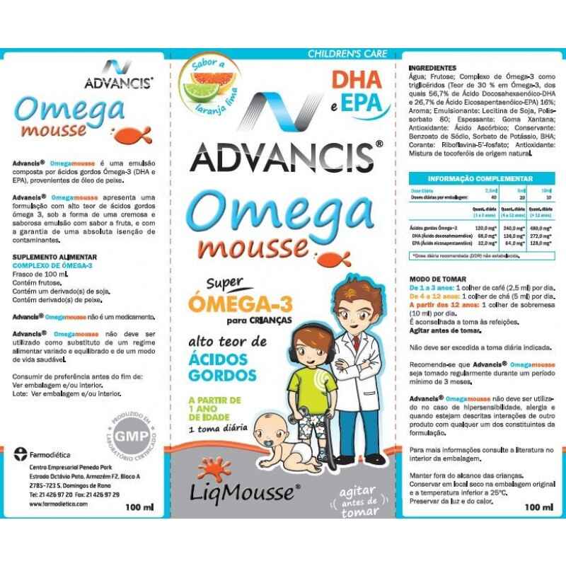 Advancis Omega Mousse Emul Oral Crian a Laranja lima 100ml Nossa