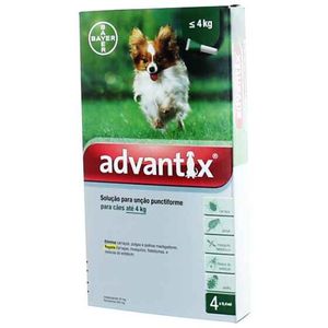 Advantix Sol Unção Punctiforme Cão Até 4kg 100mg/ml+500mg/ml 4x0.4ml