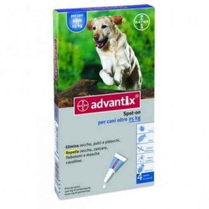 Advantix Sol Unção Punctiforme Cão 25kg-40kg 100mg/ml+500mg/ml 4x4ml