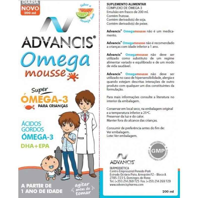 Advancis Omega Mousse Emul Oral Crian a Laranja Lima 200ml Nossa