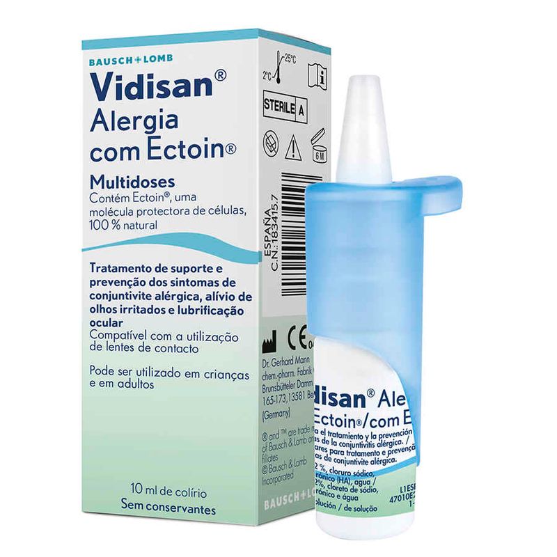 Lágrimas artificiales - Vidisan com EctoinUnidoses 20* 0,5 ml - As Minhas  Lentes de Contacto