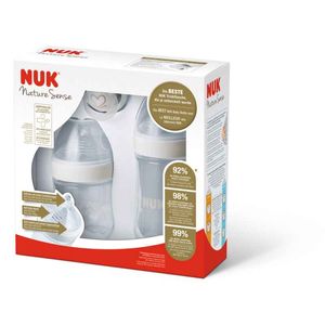 Nuk Biberão Nature Sense Bib Plást 150ml Tet Sil 0-6m+bib Plást 260ml Tet Sil 6-18m+chup Sil Genius 0-6m