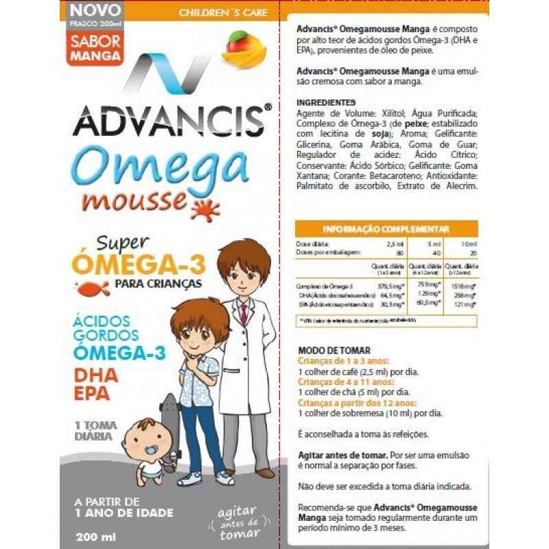 Advancis Omega Mousse Emul Oral Crian a Manga 200ml Nossa