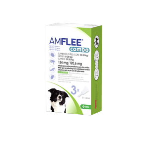 Amflee Combo Sol unção punctiforme Cão 10-20kg 134mg/1.34ml+120.6mg/1.34ml 3x1.34ml