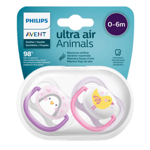 Avent Chupeta Ultra Air Chup Silic Animals Menina 0-6m 2