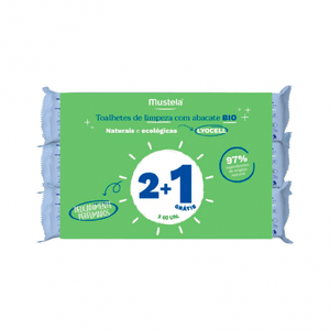 Mustela Bebé Promo Trio Toalhete Limpeza Abacate 3x60 + Oferta 3ª Embalagem