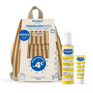 Mustela Solar Promo Spray Spf50+ 200ml + Leite Rosto/corpo Spf50+ 40ml + Ofert Mochila Laranja
