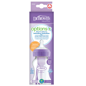 Dr Browns Biberão Options Bib Plást Boca Larga Roxo 270ml Tet Silic