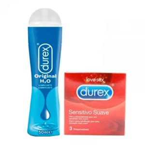 Durex Promo Gel Lubrificante Original H2O 50ml + Oferta Preservat Sensitivo Suave 3