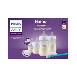 Avent Biberão Natural Response Set Baby Gift Bib Plást 0m+ + Escov Tet/bib